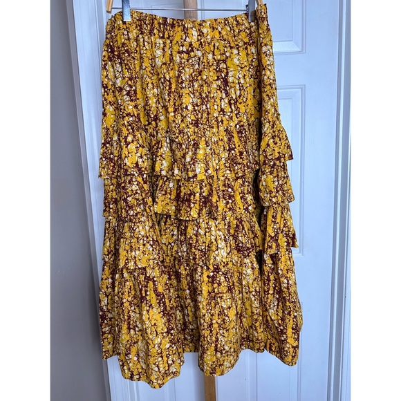 Anthropologie Floral A-Line Midi Skirt - Picture 5 of 6